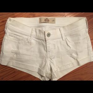Hollister Distressed White Cut off Shorts